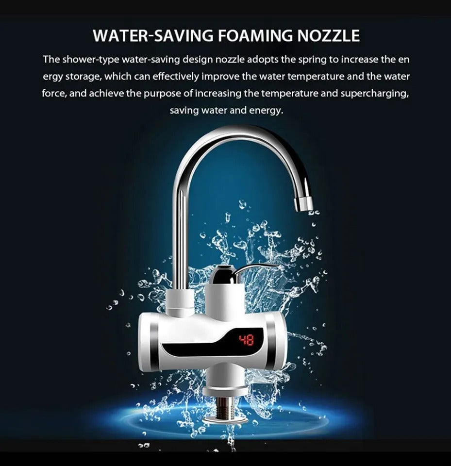 Tankless Electric Hot Water Heater Faucet with LED Display for Instant Heating – Perfect for Kitchen and Bathroom Basins