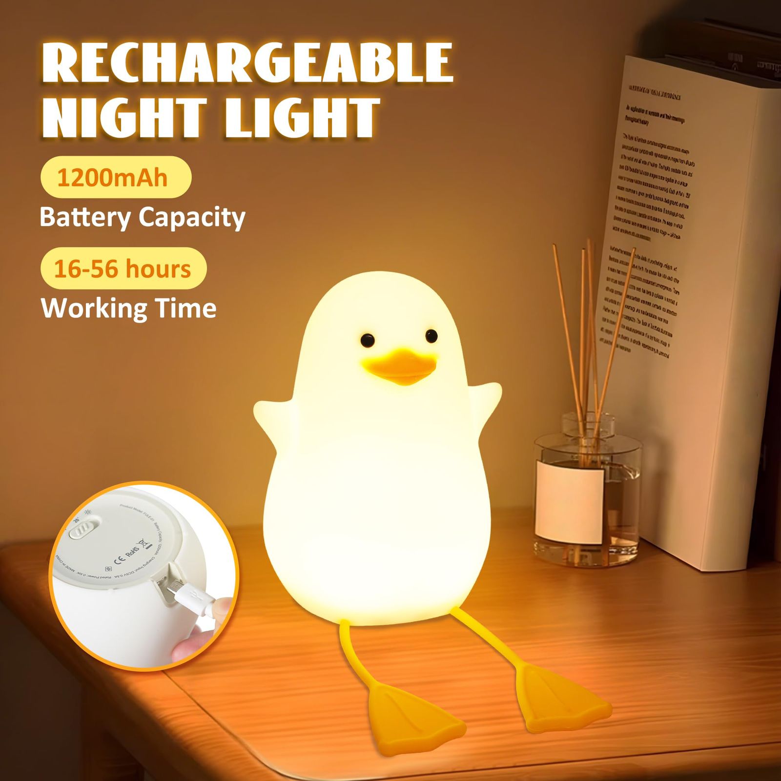 Cute Soft and Squishy Duck Lamp | Touch Rechargeable Night Lamp